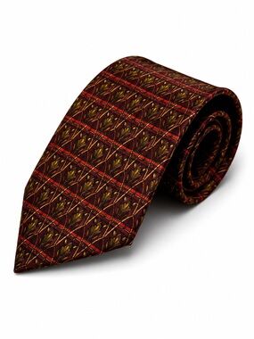 Yves Saint Laurent Vintage Burgundy and Gold Floral Tie